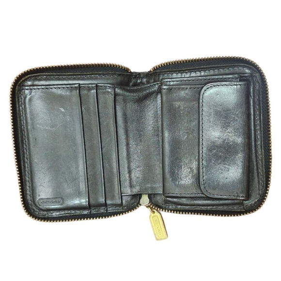 COACH VINTAGE SONOMA BLACK PEBBLE LEATHER ZIP AROUND COIN/CARD CASE WALLET - Picture 4 of 10